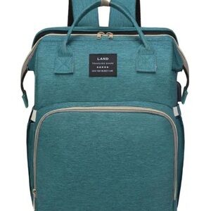 Never Used Green/Teal Diaper Backpack | Large Capacity Multi-Pocket Baby Bag